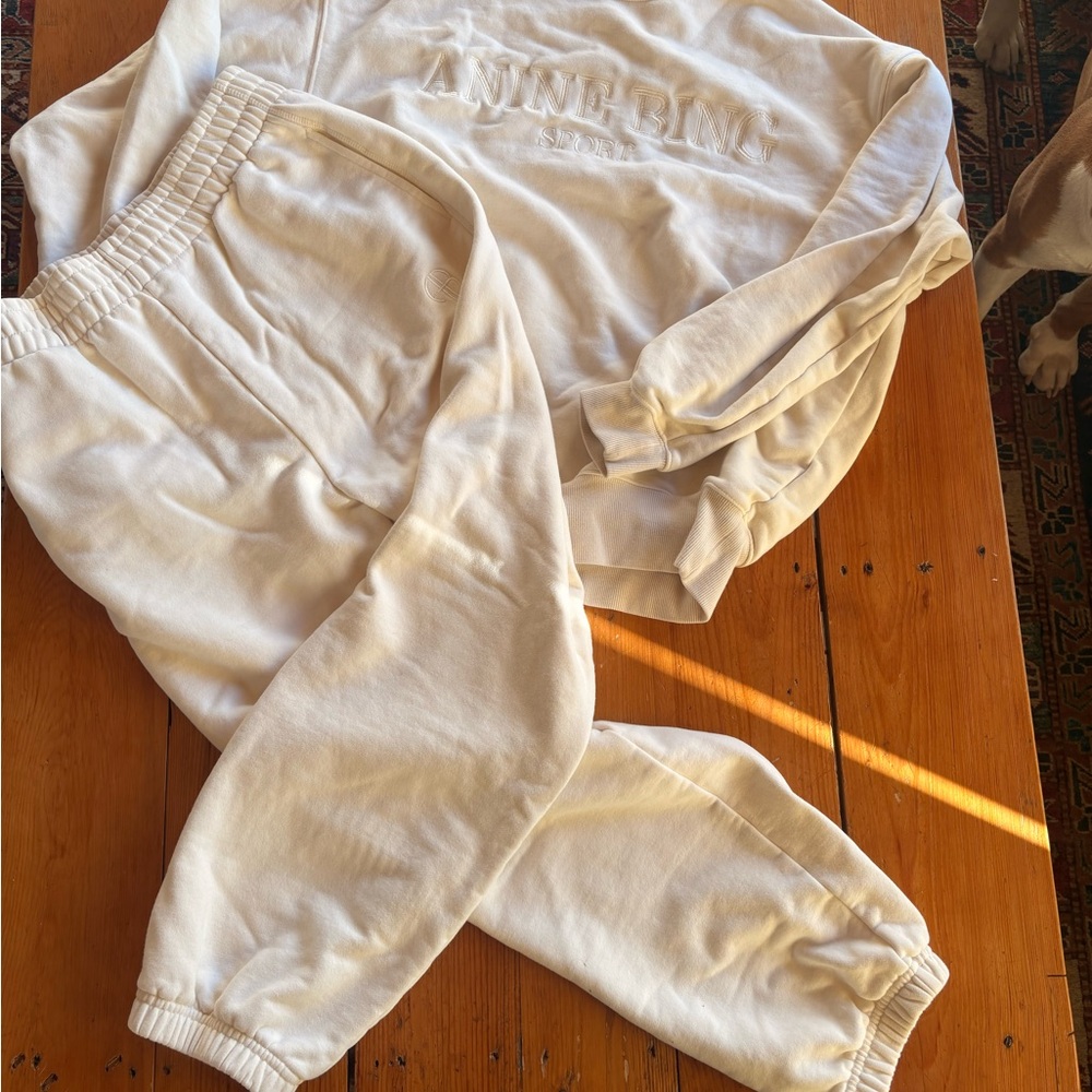 Anine Bing Cream Lounge Sweatshirt & Jogger Set